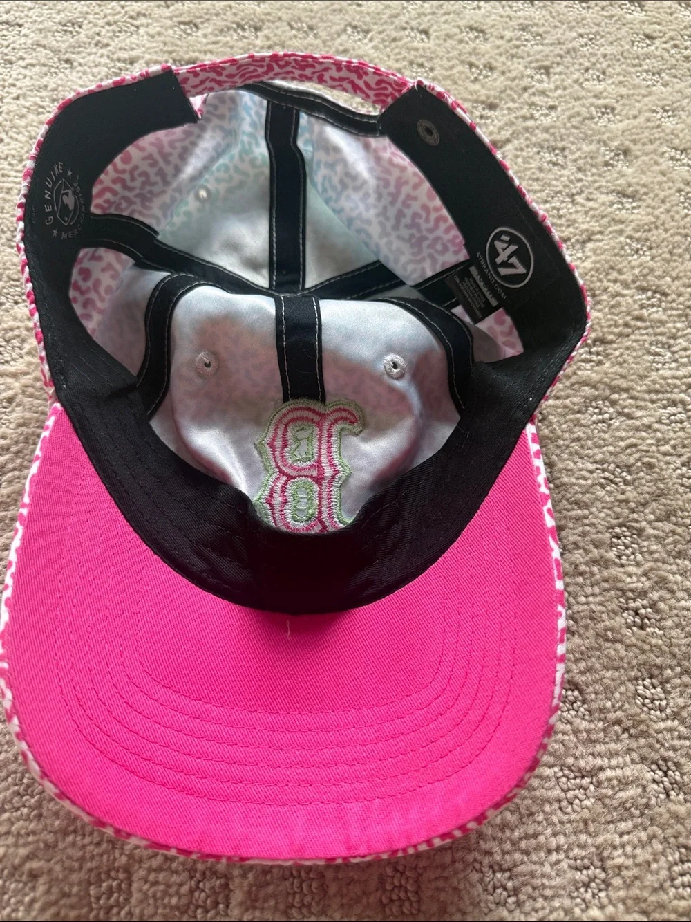 47 Youth Multicolor Pink Patterned Baseball Cap with 'B' Embroidery
